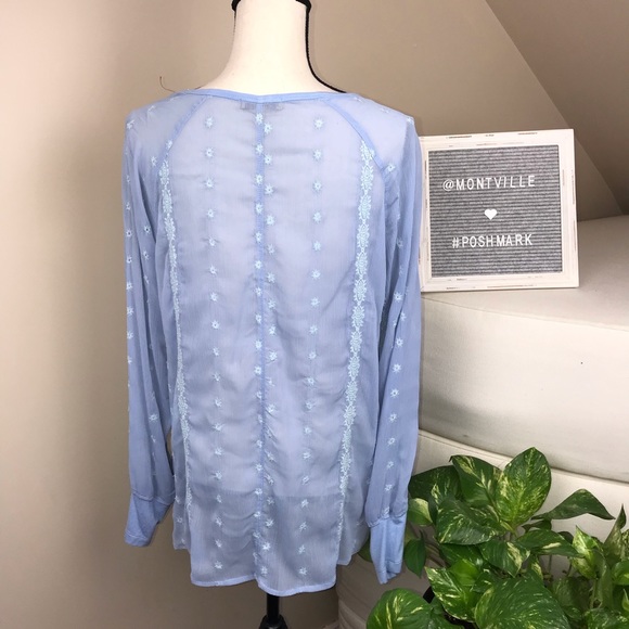 Democracy Light Blue Sheer Blouse Medium - Picture 2 of 4